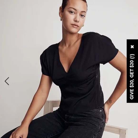 Madewell Puff-Sleeve Top in Floral Jacquard NI354 - Picture 1 of 6